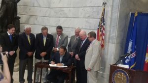Governor Bevin signs House Bill 183 into law on August 5, 2016 in Frankfort, KY.