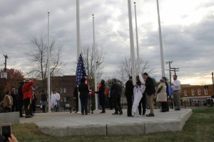 Flags being raised